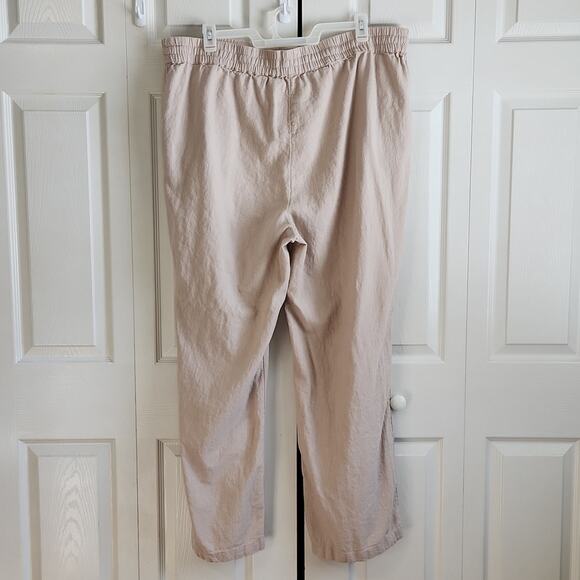 Naturals D&Co Women's Tan Linen Blend Pants Size 2XT Pockets Drawstring Neutral - Picture 2 of 9